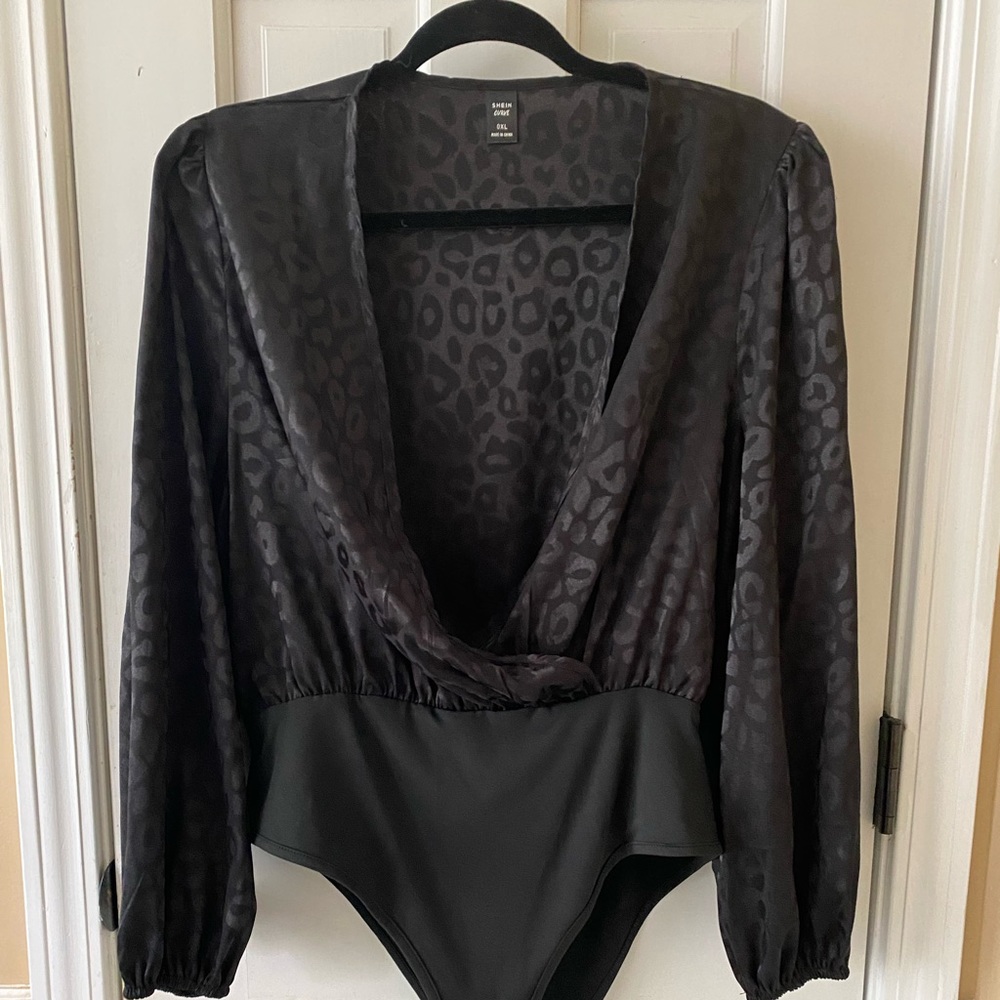 Black Leopard Silky Bodysuit